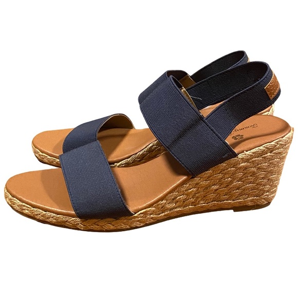 Tommy Bahama navy blue Sakura espadrille elastic wedge sandal heels size 10M - Picture 2 of 8